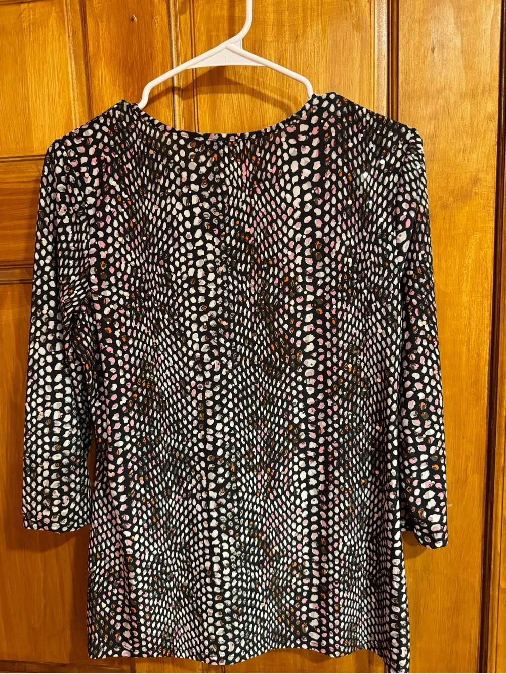 Emily Daniels Black Tunic with Pink & Cream Dot Print